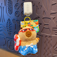 Porte-clés en peluche Capybara, mignon, créatif, original, style dessin animé, thème vacances à l'île, pendentif de sac à dos pour femmes