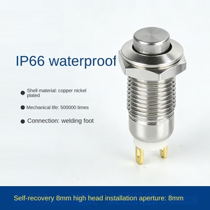 Interrupteur à bouton-poussoir miniature 3A 220V avec LED, tête haute 8mm, en acier inoxydable, étanche IP65, momentané ou à rétention, 1NO1NC YUHE - Product Image 6