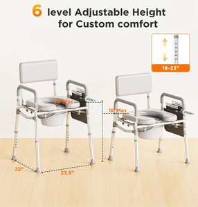 Silla de Inodoro de Aleación de Aluminio <span class=keywords><strong>para</strong></span> Personas Mayores y Mujeres Embarazadas, con Respaldo, Multifuncional, <span class=keywords><strong>para</strong></span> Uso en el Baño, Modelo 040062-01, Clase II - Product Image 2