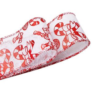 Ruban de toile de <span class=keywords><strong>jute</strong></span> filaire de Noël Ruban de fil de fer de Noël Décorations de Noël de vacances Rubans d'emballage - Product Image 5
