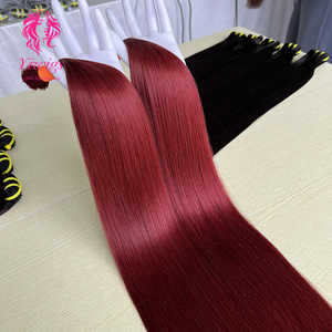 99J kırmızı renk insan toplu saç düz saç örgü için 50/100g Set başına çift çizilmiş insan örgü saç toplu - Product Image 4