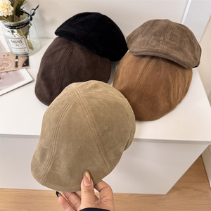 Boina de ante marrón para mujer, sombrero de otoño e invierno, terciopelo, transpirable, a prueba de viento, protección solar - Product Image 2