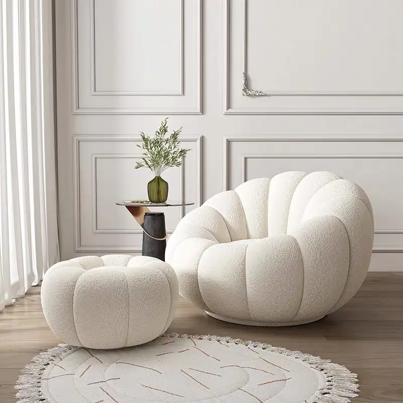 KHÁCH SẠN Đơn Phong Cách Bắc Âu Phòng Khách Accent Ghế Trắng Lamb Wool Ghế Sofa Giải Trí