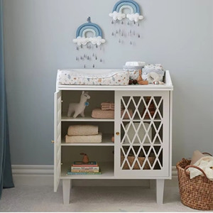 Cambiador de Bebé Moderno y Elegante de Madera Blanca con 3 Cajones Grandes y Tapa Extraíble para Almacenamiento en el Dormitorio o Cuarto de Bebé - Product Image 5