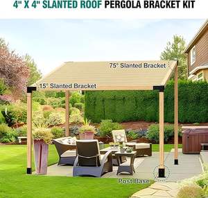 <span class=keywords><strong>Kit</strong></span> de support de pergola 4x4 à montage mural sur toit incliné à 15 °, support de <span class=keywords><strong>poteau</strong></span> en <span class=keywords><strong>bois</strong></span> 4x4 coudé, <span class=keywords><strong>kit</strong></span> de gazebo de pergola bricolage à 3 voies - Product Image 4