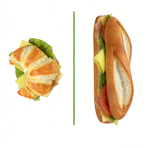 Cute Plastic Faux Food Sandwich Toast Bread French Baguette Croissant Cheese Slice Mozzarella Eco-Friendly Breakfast Lunch - Product Image 2