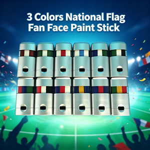Pintura Facial en Barra de <span class=keywords><strong>3</strong></span> Colores con Diseño de Bandera Nacional, No Tóxica, Amigable con la Piel, Pintura Corporal y Facial para Fanáticos del Deporte, para Fiestas de Fútbol - Product Image 1
