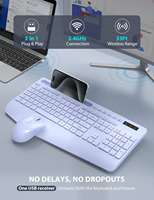 Silent Ergonomic 2.4G Wireless Keyboard and Mouse Combo Full-Sized Wrist Rest Phone Holder Sleep Mode