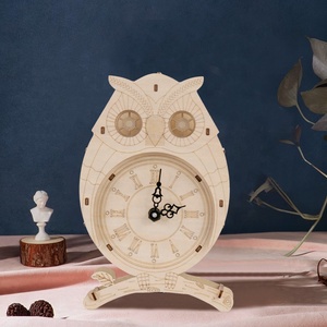 2025 tiktok Hot Bán câu đố bằng gỗ 3D Tự làm mô hình <span class=keywords><strong>kit</strong></span> đồ chơi Cú 3D Câu Đố đồng hồ bằng gỗ cho đồ chơi thủ công - Product Image 1
