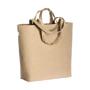 Bolsa de compras de algodón reciclado con doble asa, accesorios ecológicos - Product Image 1