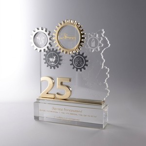 Plaque de récompense de luxe en acrylique pour le 25e anniversaire avec motif engrenage, trophé<span class=keywords><strong>e</strong></span> personnalisé pour l'excellence des employés, cadeau d'entreprise pour usine - Product Image 1