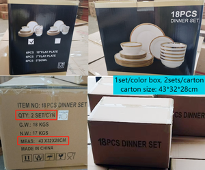 16Pcs Bộ Đồ Ăn Màu Trắng Với Vàng Rim Sang Trọng Gốm Đặt Bữa Ăn Tối Mạ Vàng Tay Thủ Công Bền Vỡ Tấm Cho Châu Phi - Product Image 6