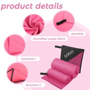 Serviette de plage en microfibre avec logo personnalisé 70x140cm, séchage rapide, légère, avec sac de transport pour les voyages et les activités de plein air - Product Image 2
