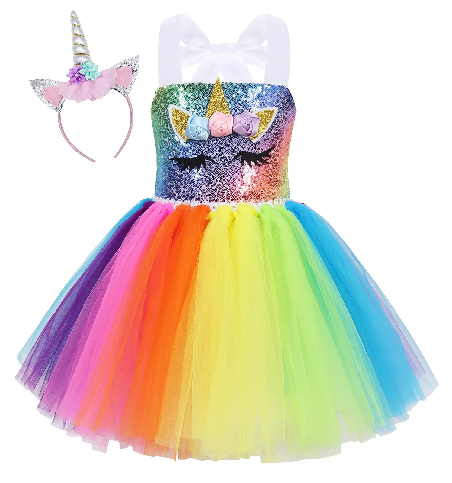Yaz prenses Unicorn elbise bebek çocuk giysileri çocuk parti için çiçek kız çocuk elbiseleri