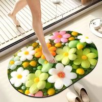 3D-Gedruckte Superabsorbierende Badematte Rutschfest Klassischer Stil Blumenmuster Ovale Form Umweltfreundlicher Badezimmerteppich für Zuhause und Hotel