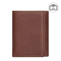 Dompet Pria Kulit Asli Vintage RFID Anti-Skimming Multi-Slot Kartu Model Pendek Diskon 70% Penjepit Uang Penjepit Dolar Kantong Koin