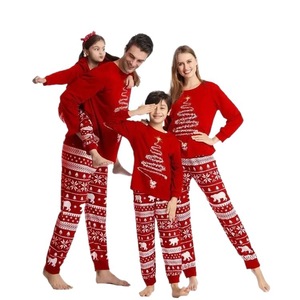 Conjunto de Pijamas de Natal para Família, Confortáveis e Respiráveis, com Cintura Elástica, Mistura de Algodão, Outono Inverno - Product Image 5