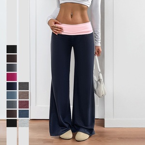 Nouveauté 2026 Pantalon de <span class=keywords><strong>jogging</strong></span> décontracté pour <span class=keywords><strong>femme</strong></span>, taille basse, coupe droite, long et ample, à jambe large, avec empiècements color block - Product Image 1