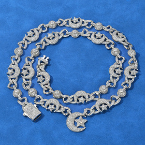 925 Sterling Silver Moissanite Star and Moon Pendant Necklace <b>Iced</b> <b>Out</b> Hip Hop VVS Bling GRA Pass Diamond Tester Jewelry - Product Image 1