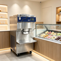 Professionele verticale Italiaanse gelatomachine van roestvrij staal, vrijstaand, open bovenkant, batch-ijsmachine