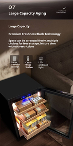 Humidor para Puros de Acero Inoxidable, Control de Humedad, Vertical, Independiente, Madera de Cedro, Gabinete para 200 Puros Pequeños - Product Image 5