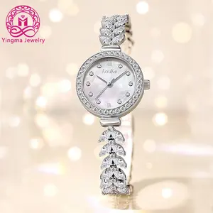 Popular Imported quartz movement waterproof watch 316 Stainless Steel synthetic cz diamond watch for women