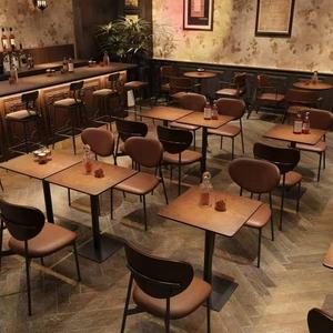 Mesa de centro de estilo retro y sillas <span class=keywords><strong>Bar</strong></span> Milk Tea Cafe Shop Juego de muebles de restaurante Juego de restaurante, mesa de cena y silla - Product Image 3