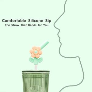 Vaso verde de 26oz con pajita de flores Regalos de plástico para mujeres Diseño floral encantador - Product Image 2