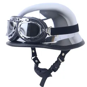 Sliver Laser Plated Abs Materiaal Duits Ww2 Nieuwigheid Helm Classic Half Face Motorfiets Retro Vintage Helm Voor Harleys Rider