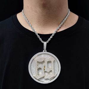 Hip Hop Iced Custom <b>Letters</b> Pendant Necklace Trendy Gold Ice Chain Paved Cubic Zircon Stone Mainly Made <b>Brass</b> for Men Women - Product Image 5