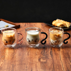Acessórios para Bebidas em Casa e Bar, Caneca de Café de Vidro Borossilicato de Parede Dupla, Feita à Mão, Livre de BPA, com Alça em Forma de Cauda de Animal - Product Image 2