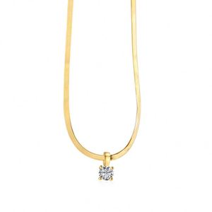Dylam Metallic Style Customised 5A Cubic Zircon <b>Herringbone</b> 925 Sterling Silver 18K Gold Coating Wedding Pendant <b>Necklaces</b> - Product Image 1