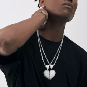 Collar con Colgante de Corazón Roto Personalizado Huiyue, Estilo Hip Hop Rap, para Hombre - Product Image 1