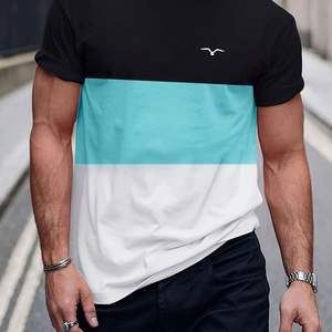 2025 décontracté rayé surdimensionné à manches courtes tricoté pull col rond <span class=keywords><strong>Overtop</strong></span> pour l'été Street Wear respirant t-shirt pour hommes - Product Image 2