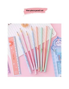 Juego de Papelería de Cinco Piezas con Diseño de Dibujos Animados, Juego de Lápiz, Borrador, Sacapuntas y Regla para Estudiantes de Primaria - Product Image 6