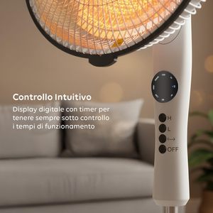 Chauffage oscillant à télécommande avec minuterie Carbon Element 550/1100W avec piédestal pour un chauffage domestique rapide à faible puissance - Product Image 3
