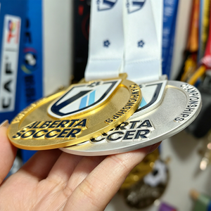 Logo personnalisé Médailles Argent Or Bronze Basketball Sport Football Football Médaille en métal de récompense vierge - Product Image 3
