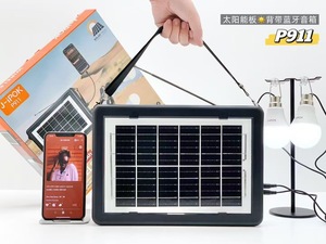 Nuevo Altavoz Inalámbrico Bluetooth <span class=keywords><strong>P911</strong></span> con Panel de Carga Solar, Luz de Emergencia LED, Radio FM, Dos Bombillas, Batería de 6000 mAh - Product Image 1