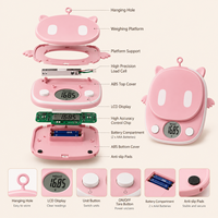Báscula Digital de Cocina, Báscula Electrónica con Diseño de Cerdito Rosa, con Pantalla LCD, Báscula de Cocina de Alta Precisión