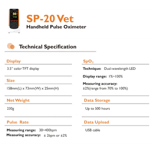 Lepu Sp-20 다른 수의 계기 동물 건강 수의 장비 동물 사용 소형 맥박 산소 농도체 - Product Image 6