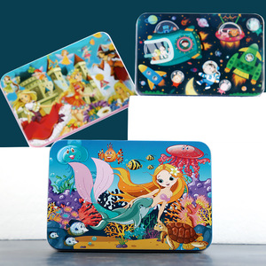 Rompecabezas de Madera de 100 Piezas en Caja Metálica, Juguete Educativo para Niños de 0 a 24 Meses, Juguete de Educación Temprana con Dibujos Animados - Product Image 1