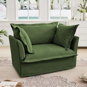 Sillón Individual Profundo y Cómodo con Funda Elástica y 1 Cojín Grande <span class=keywords><strong>para</strong></span> Respaldo, 2 Cojines Decorativos, Sofá Cómodo <span class=keywords><strong>para</strong></span> Sala <span class=keywords><strong>de</strong></span> Estar - Product Image 3