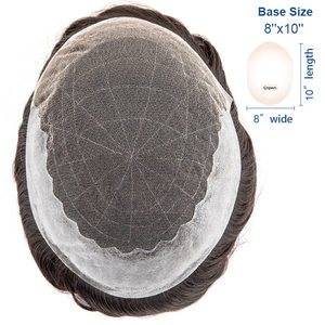 BLT Bella Q6 Parrucchino Ricciolo con Base Sottile in Pelle e Frontale in Pizzo Francese, 100% Capelli Umani Indiani, Protesi Capillare <span class=keywords><strong>di</strong></span> Ricambio per Uomini - Disponibile - Product Image 6