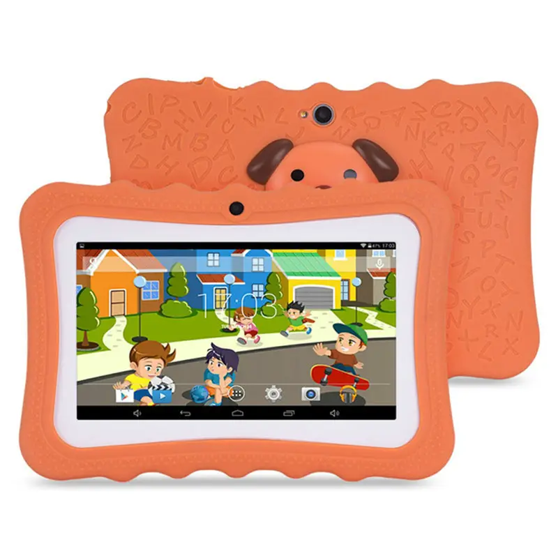 Tableta educativa de 7 pulgadas para niños, Tablet de aprendizaje con Android, con funda de silicona, soporte, novedad de 2022