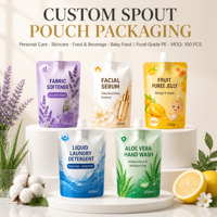 Pochette souple personnalisée avec bec verseur, sachet d'emballage liquide autoportant avec bouchon verseur 50ml 250ml 1L rechargeable pour jus et détergent
