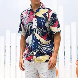 Camisas Hawaianas Tropicales Modernas para Hombre con Cuello Camisero, Camisa Floral para Vacaciones en la Playa, Camisa Casual con Estampado Floral de Manga Corta con Botones - Product Image 2