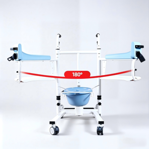 Silla de Baño y Transferencia para Pacientes Ancianos Paralizados y Postrados en Cama, Equipo de Seguridad Multifuncional con Elevación Hidráulica Cromada - Product Image 6
