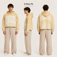 Maßgefertigter Herren-Pullover mit Applikation und Stickerei & Hoodie OEM Streetwear Schwergewicht Übergroß Distressed Crop Loose Herbstmode