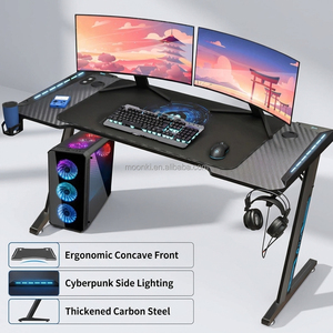 Heavy Duty Steel Frame Gaming Desk, Industrial Style <b>Computer</b> Table with Waterproof Surface, Gamer <b>Workstation</b> - Product Image 2