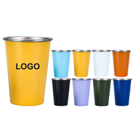 Chope à bière en acier inoxydable 500 ml (17 oz) à paroi simple, réutilisable, avec logo personnalisé pour la maison, les fêtes, les bars, les voyages et le camping